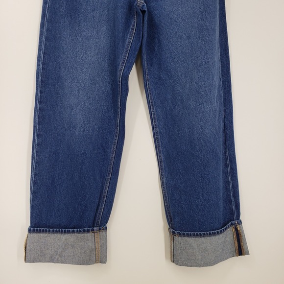 Universal Thread Cuffed Mid Rise 90s Baggy Jeans Womens Sz 10 Dark Wash Blue NEW - Picture 7 of 13
